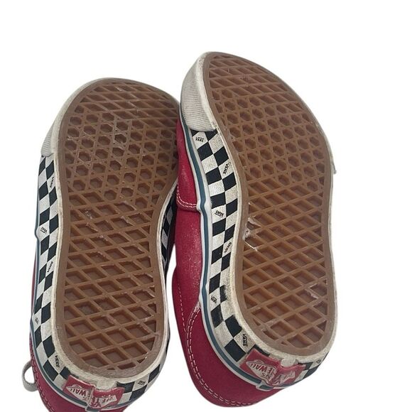 Vans Off The Wall Red Canvas Skateboard Sneakers Youth size 3 Lace Checked sole - Picture 16 of 16